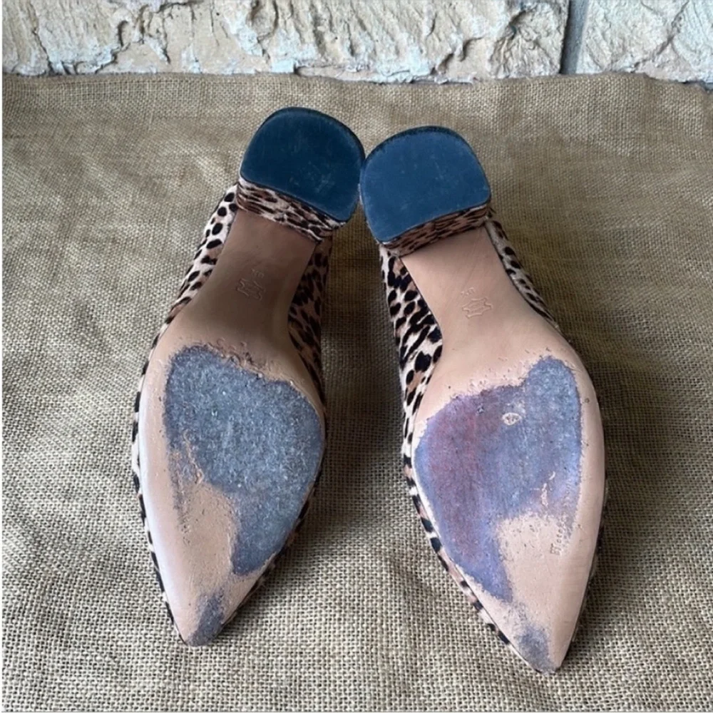 Alice & olivia block heel calf leather leopard print By Stacey bendet 8 1/2